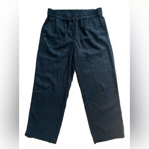 Talbots Black Wide Leg Linen Pants